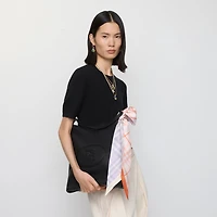 Skinny Contrast Check Silk Scarf in Sugar/hume | Burberry® Official