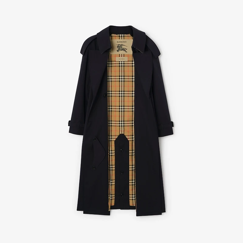 Long Gabardine Fitzrovia Trench Coat in Coal blue - Women, Cotton Gabardine | Burberry® Official