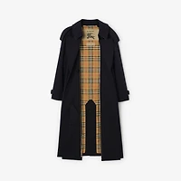 Long Gabardine Fitzrovia Trench Coat in Coal blue - Women, Cotton Gabardine | Burberry® Official