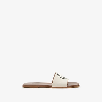 Logo Graphic Cotton Slides in Natural beige - Women | Burberry® Official