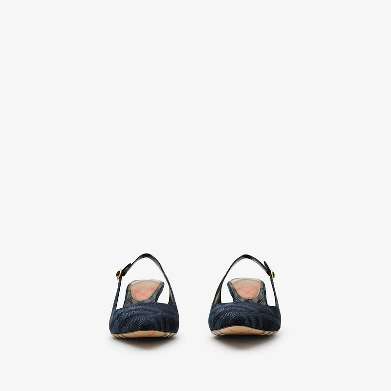 Check Dame Slingback Pumps​ in Denim - Women | Burberry® Official