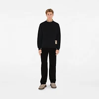 Check Label Cotton Sweatshirt in Black - Men | Burberry® Official