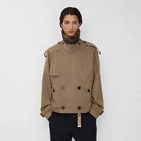 Cropped Gabardine Trench Jacket in Clay brown - Men | Burberry® Official