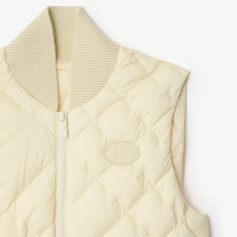 Check-stitch Nylon Gilet in Ceramic white - Women | Burberry® Official