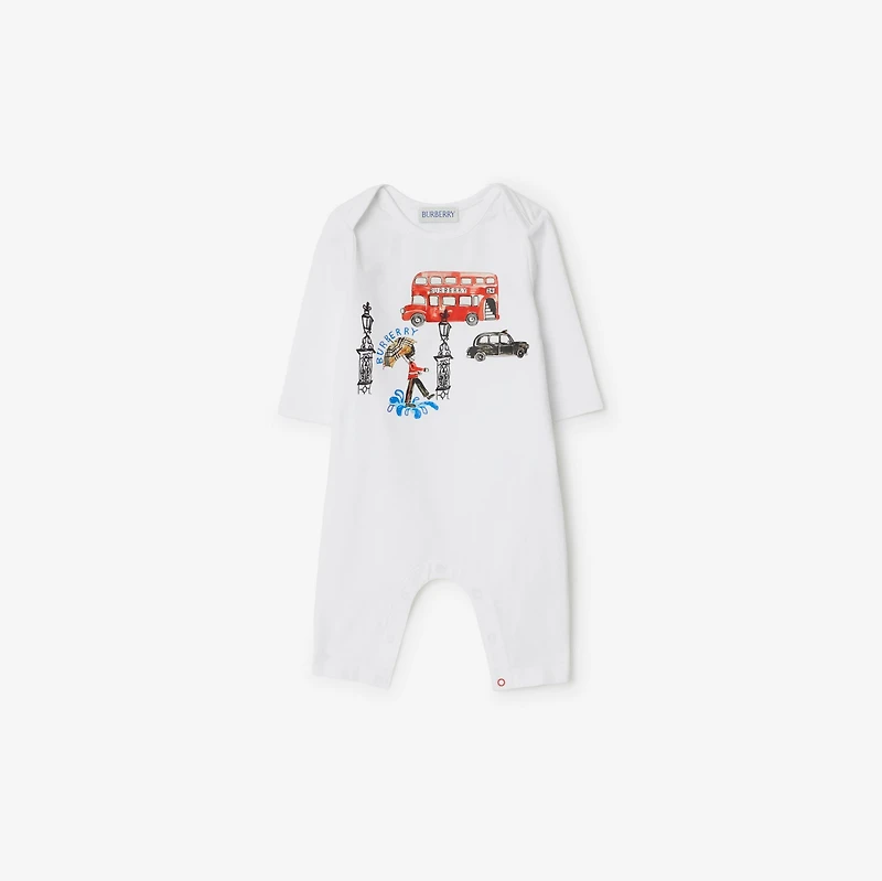 London Stretch Cotton Jumpsuit in White - Children | Burberry® Official
