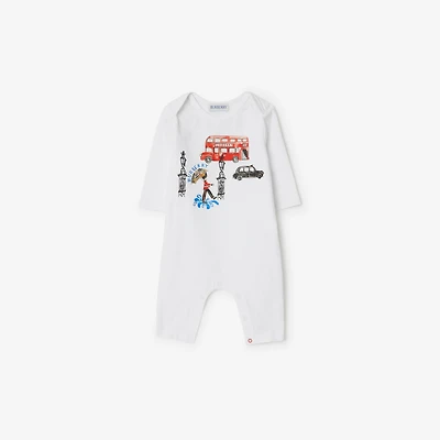 London Stretch Cotton Jumpsuit in White - Children | Burberry® Official