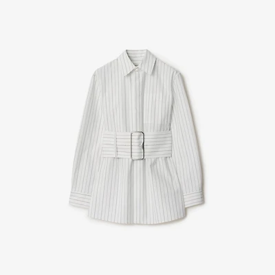 Regular Fit Striped Cotton Shirt in String/coal - Women | Burberry® Official