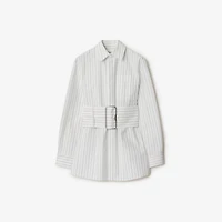 Regular Fit Striped Cotton Shirt in String/coal - Women | Burberry® Official