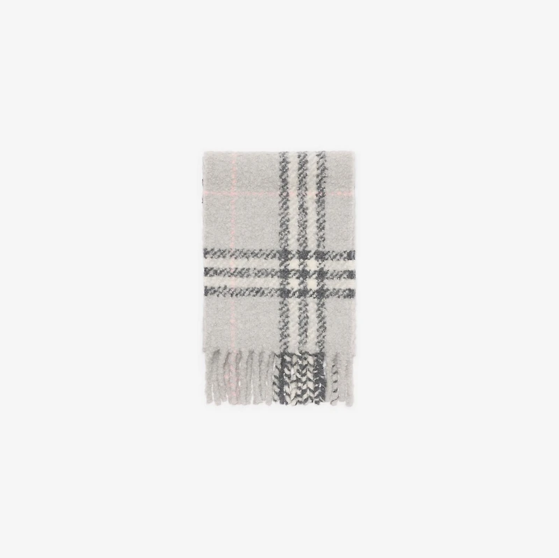 Check Alpaca Wool Blend Bouclé Scarf in Mitten grey | Burberry® Official