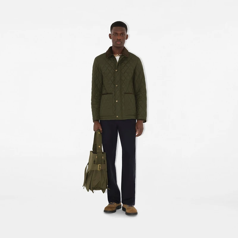 Quilted Nylon Barn Jacket in Shale green - Men | Burberry® Official