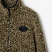 Cropped Fleece Jacket in Mire melange - Women | Burberry® Official