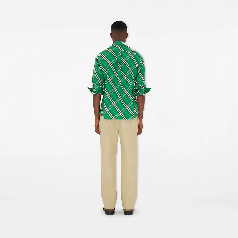 Regular Fit Check Cotton Shirt in Leaf green - Men | Burberry® Official
