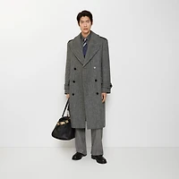 Long Herringbone Wool Trench Coat in Coal grey/light thistle grey - Men | Burberry® Official