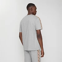 Check Trim Cotton T-shirt in Pale grey melange - Men | Burberry® Official