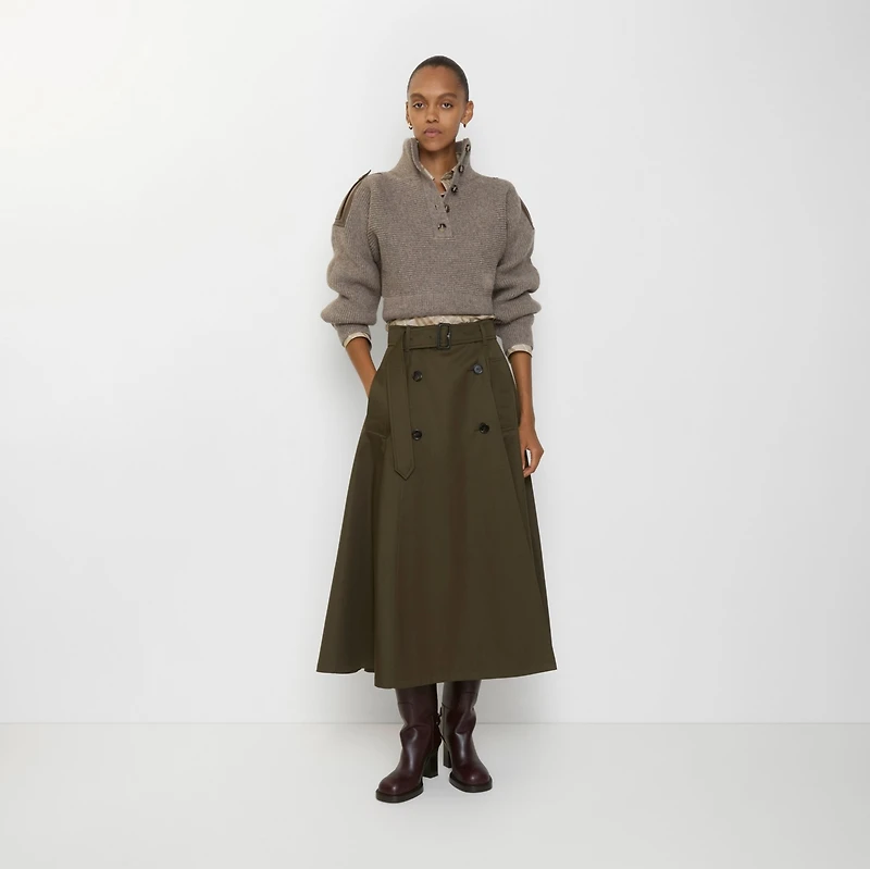 Gabardine Trench Midi Skirt in Juniper green - Women | Burberry® Official