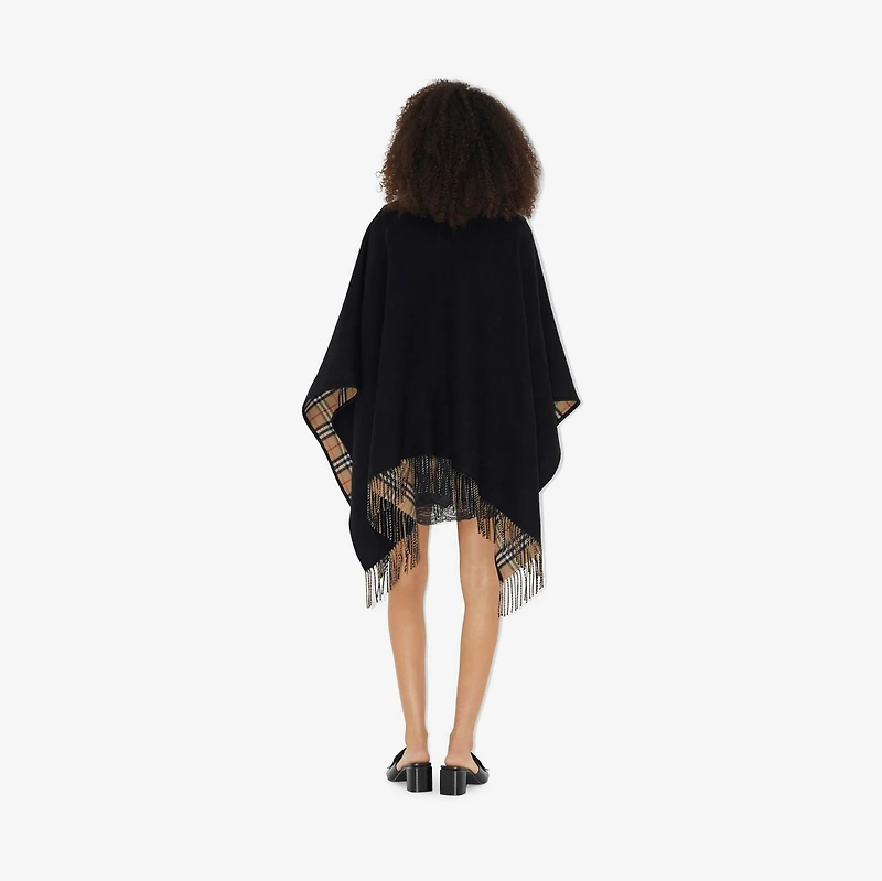 Check Wool Reversible Cape in Black | Burberry® Official
