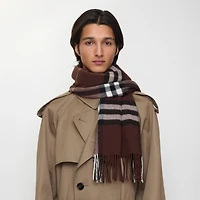 Wide Check Cashmere Scarf in Treacle brown | Burberry® Official