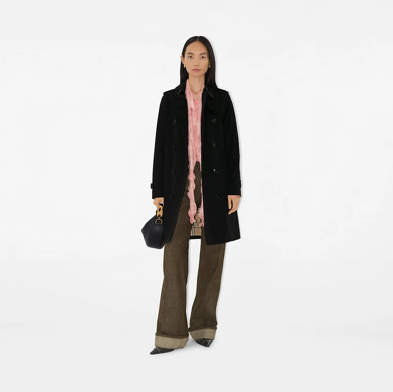 Mid-length Kensington Heritage Trench Coat in Black - Women, Cotton Gabardine | Burberry® Official