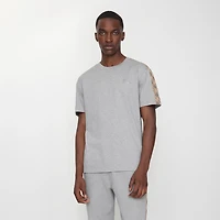 Check Trim Cotton T-shirt in Pale grey melange - Men | Burberry® Official