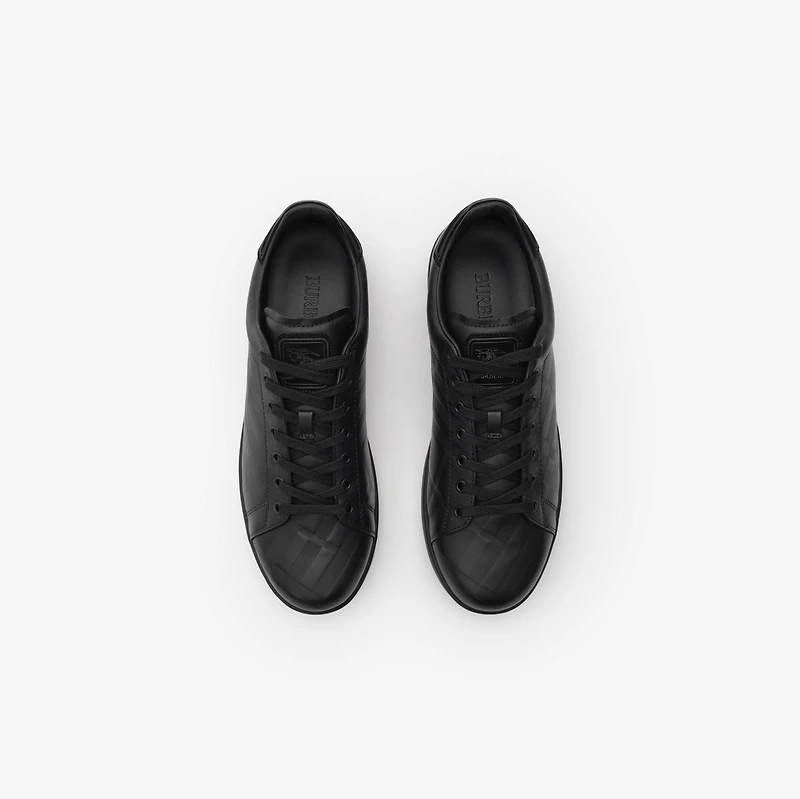 Embossed Check Leather Set Sneakers in Black - Men | Burberry® Official