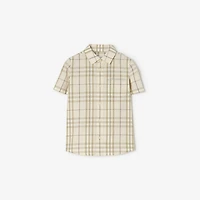 Check Cotton Shirt in Sesame beige | Burberry® Official