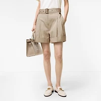 Belted Tropical Gabardine Shorts in Saltmarsh beige - Women | Burberry® Official