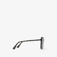 Tubular Check Square Polarised Sunglasses in Black - Women | Burberry® Official