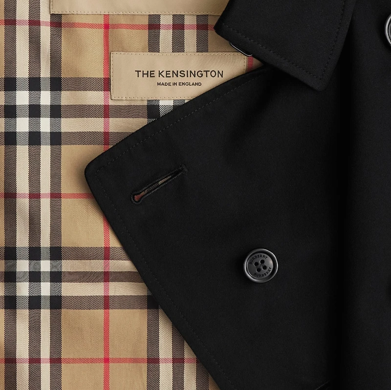 Mid-length Kensington Heritage Trench Coat in Black - Men, Cotton Gabardine | Burberry® Official