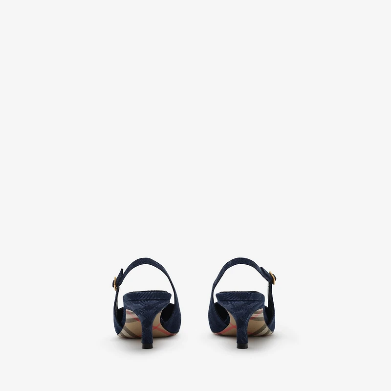 Check Dame Slingback Pumps​ in Denim - Women | Burberry® Official