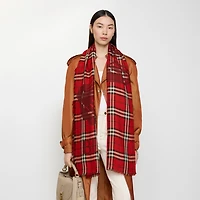 Wide EKD Check Wool Silk Scarf in Post red | Burberry® Official