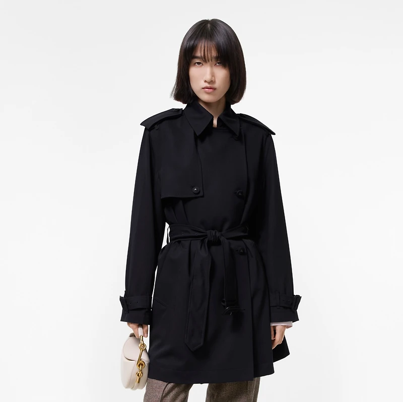 Short Wool Trench Coat in Navy - Women | Burberry® Official