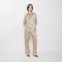 Sunflower Silk Pyjama Shirt in Taupe beige - Women | Burberry® Official