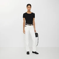 Mid-rise Straight Jeans in Optic white - Women, Cotton, Denim | Burberry® Official