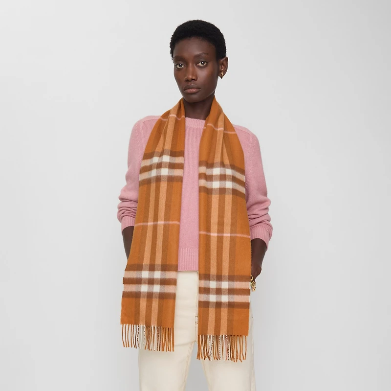 Check Cashmere Scarf in Squash | Burberry® Official