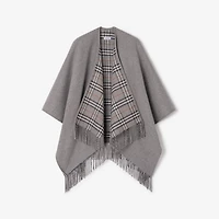 Reversible Check Wool Cape in Grey | Burberry® Official