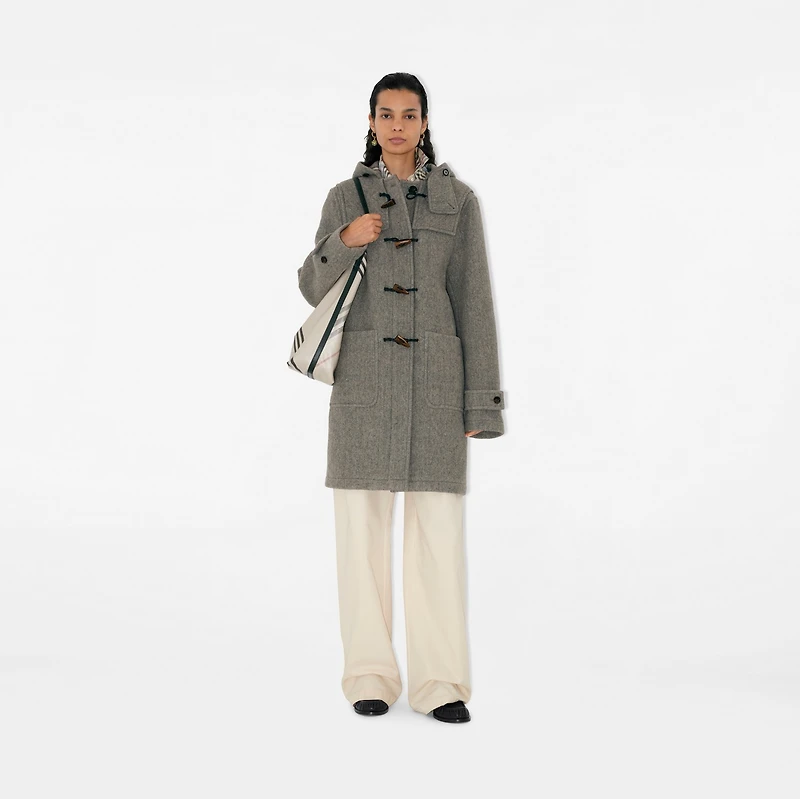 Wool Duffle Coat in Limestone - Women | Burberry® Official