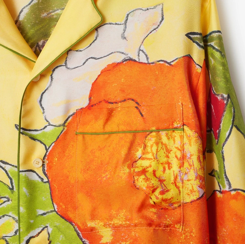 Highgrove Cascading Flowers Silk Pyjama Shirt in Buttermilk - Women | Burberry® Official