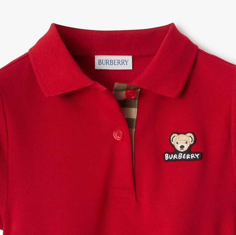 Cotton Polo Shirt Dress in Poppy red | Burberry® Official