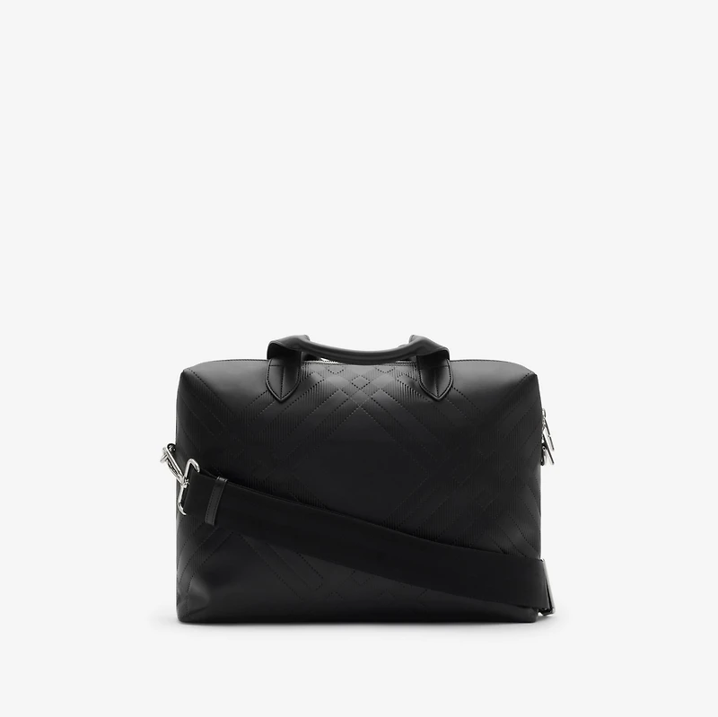 Embossed Check Briefcase in Black - Men | Burberry® Official