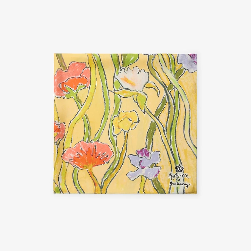 Highgrove Cascading Flowers Silk Scarf in Yellow | Burberry® Official