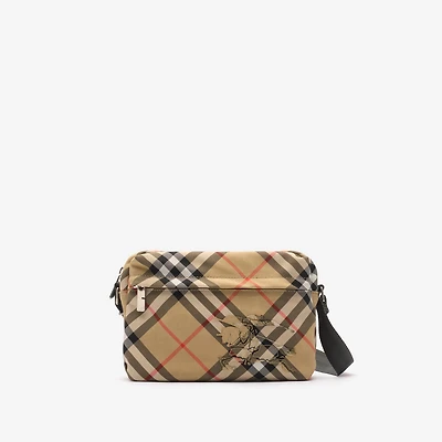 Small Check Crossbody Bag in Sand beige - Men | Burberry® Official
