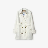 Short Tropical Gabardine Kensington Trench Coat in Cotton white - Women, Cotton Gabardine | Burberry® Official