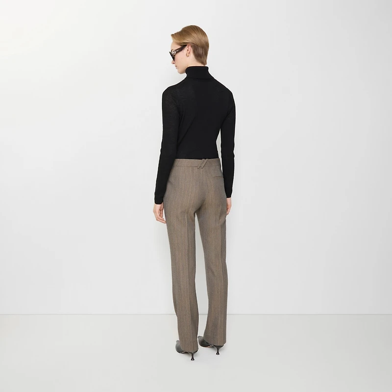 Mouliné Wool Tailored Trousers in Coffee brown melange - Women | Burberry® Official
