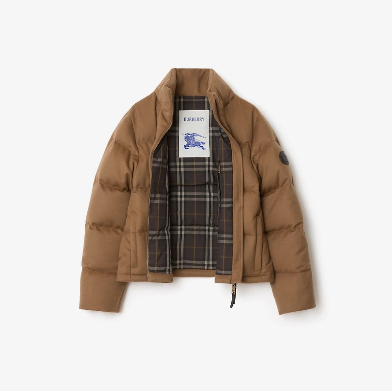 Cashmere Ambleside Puffer Jacket in Fawn brown - Women, Nylon | Burberry® Official