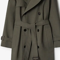 Long Stretch Wool Trench Coat in Moss melange - Women | Burberry® Official