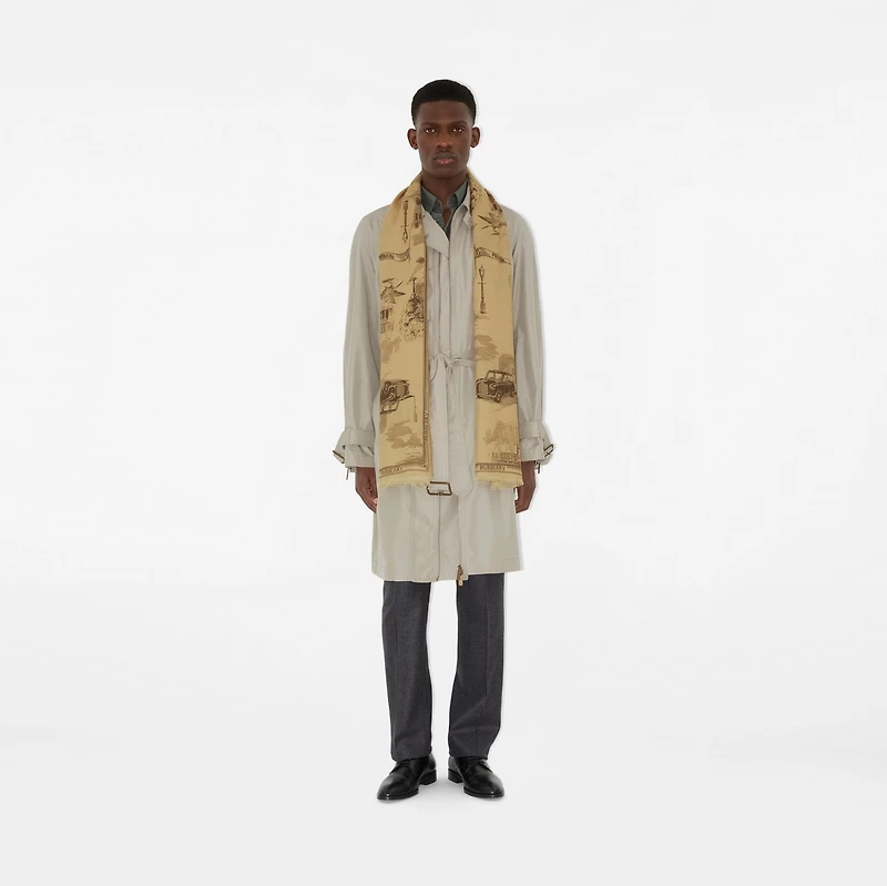 London Landmarks Wool Silk Scarf | Burberry® Official