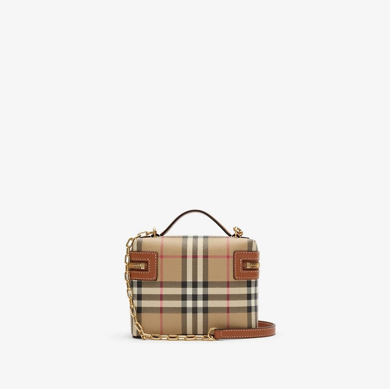 Mini Check Vanity Bag in Archive beige - Women, Cotton, Technical | Burberry® Official