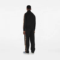 Check Trim Cotton Blend Track Pants in Black - Men | Burberry® Official