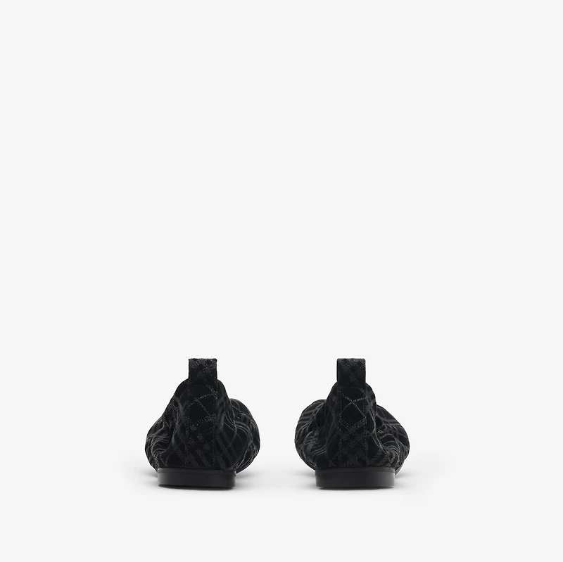 Check Suede Baby Ballerinas​ in Black - Women, Leather | Burberry® Official