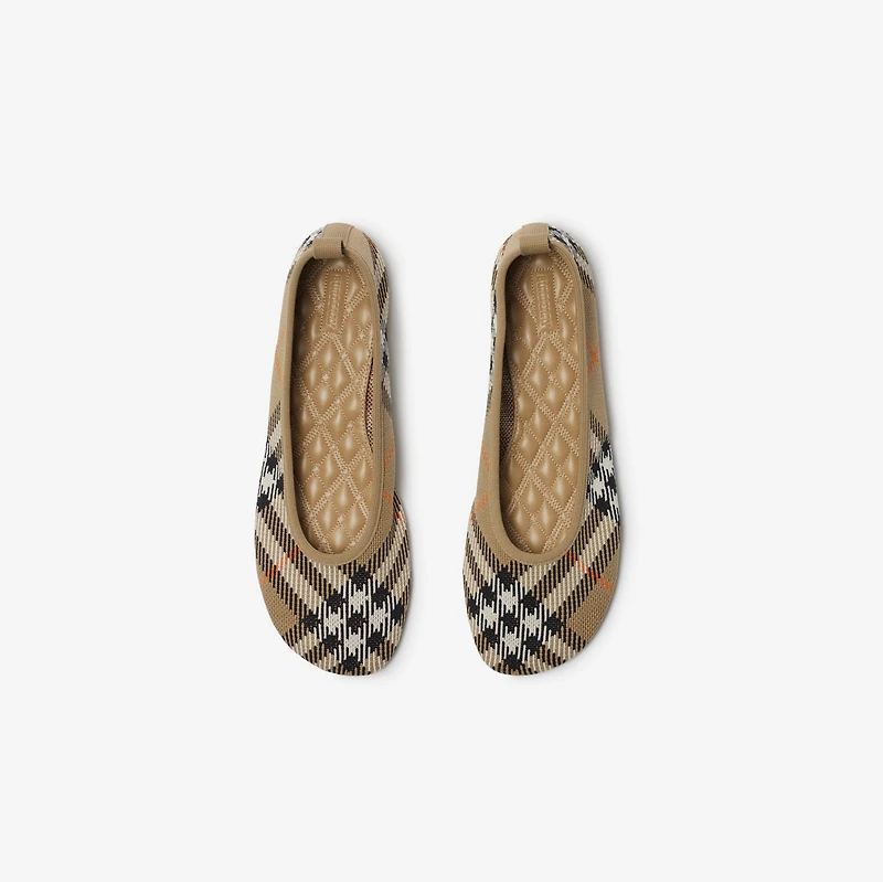 Check Knit Baby Ballerinas in Sand - Women | Burberry® Official